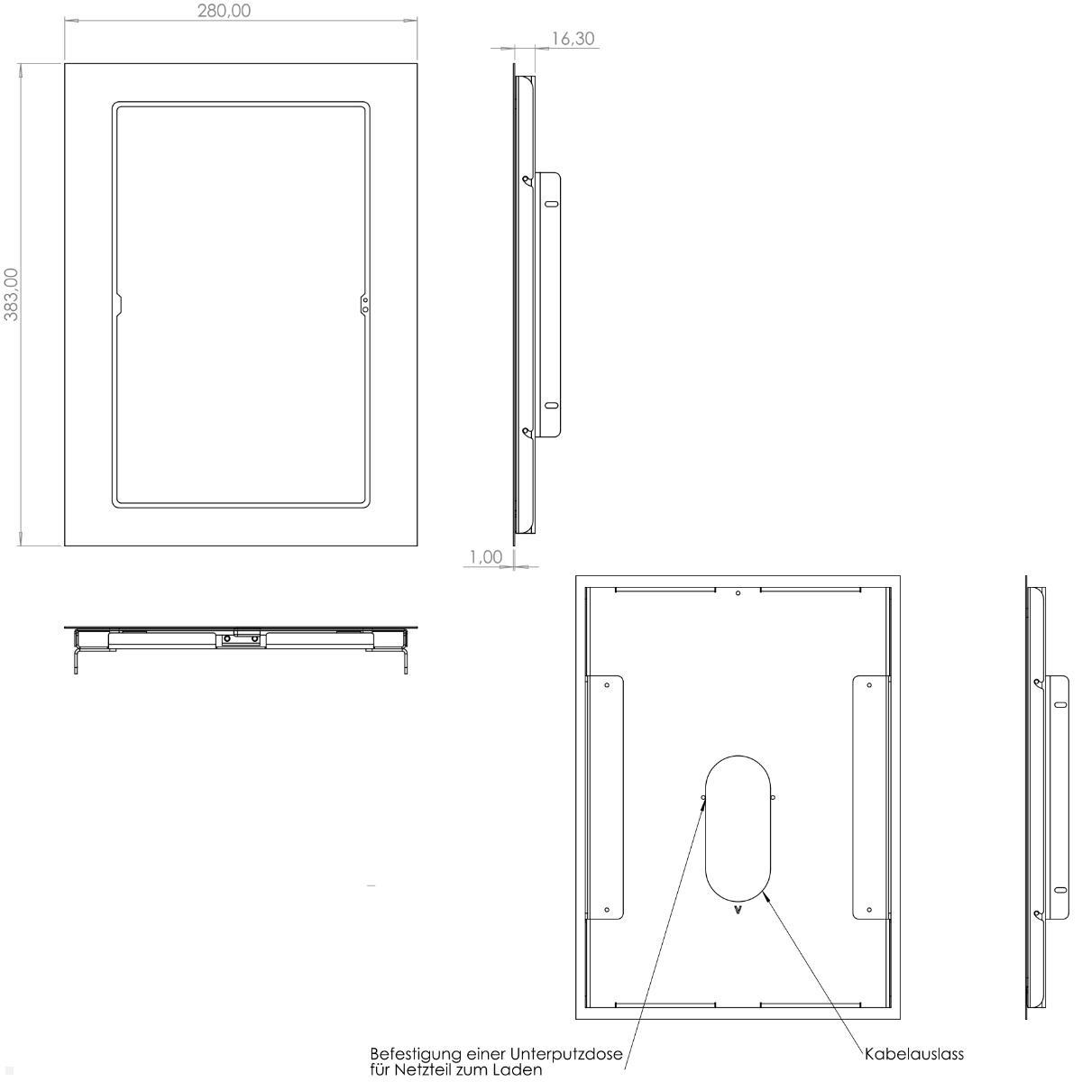 TabLines TWE123W Tablet Wandeinbau für Samsung Tab S10 Ultra 14.6, weiß