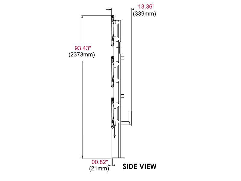 peerless Modulare Videowand-Standhalterung DS-S555-3X3 Seitenansicht