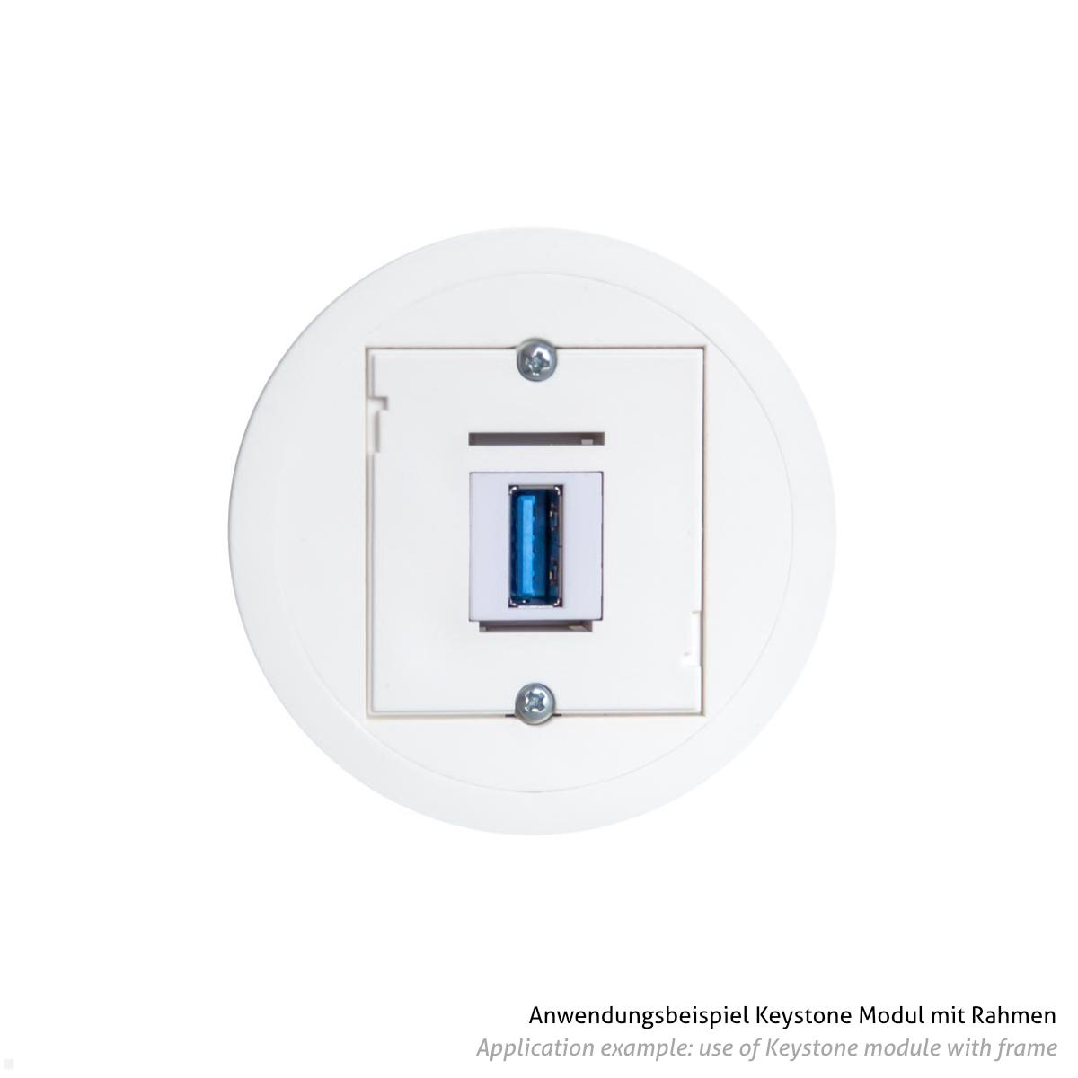 TecLines TKM013W USB-A 3.0 Keystone Modul Buchse/Buchse, weiß Anwendung im Rahmen