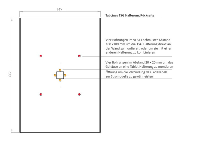 TabLines TSG052W Tablet Schutzgehäuse Bohrungen