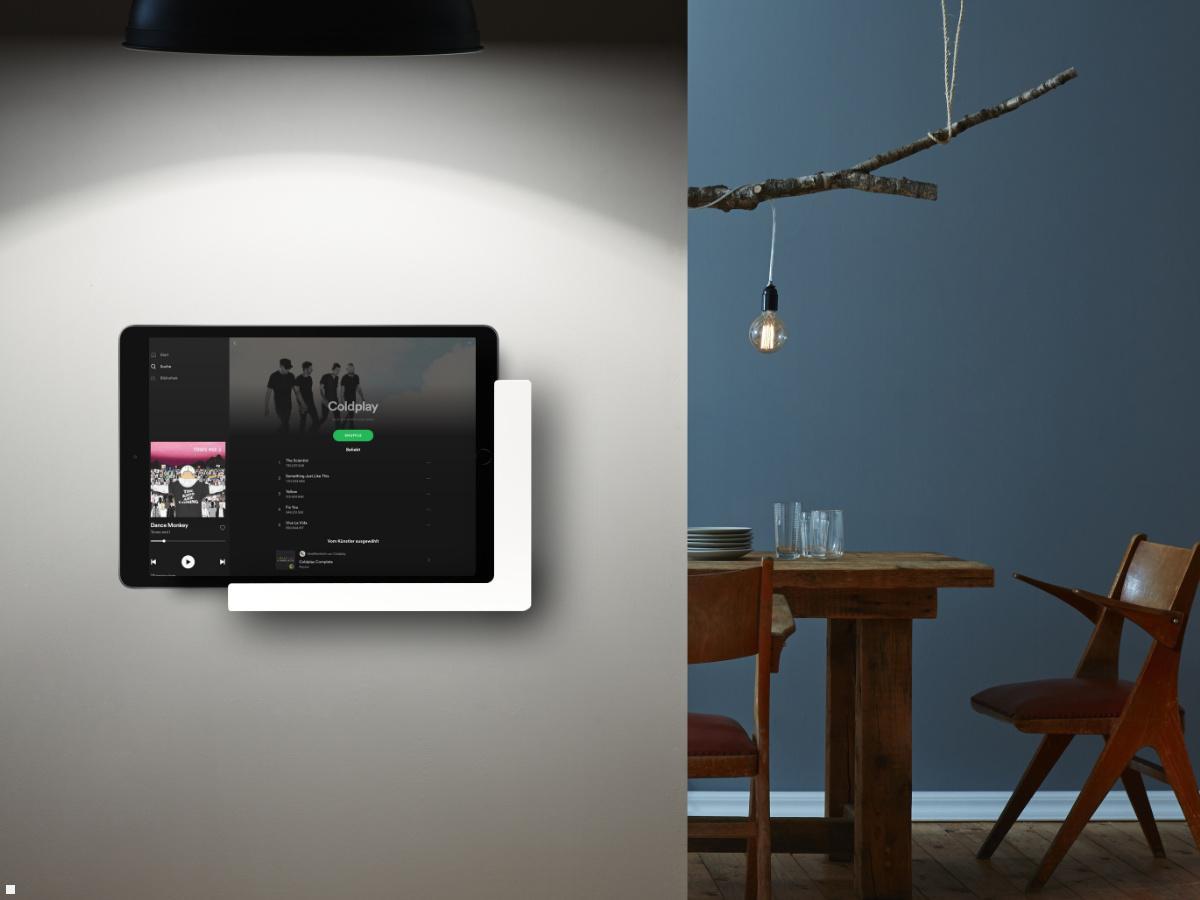 TabLines TWP003W Wandhalterung für iPad Pro 11.0, weiß, Anwendung Wohnzimmer