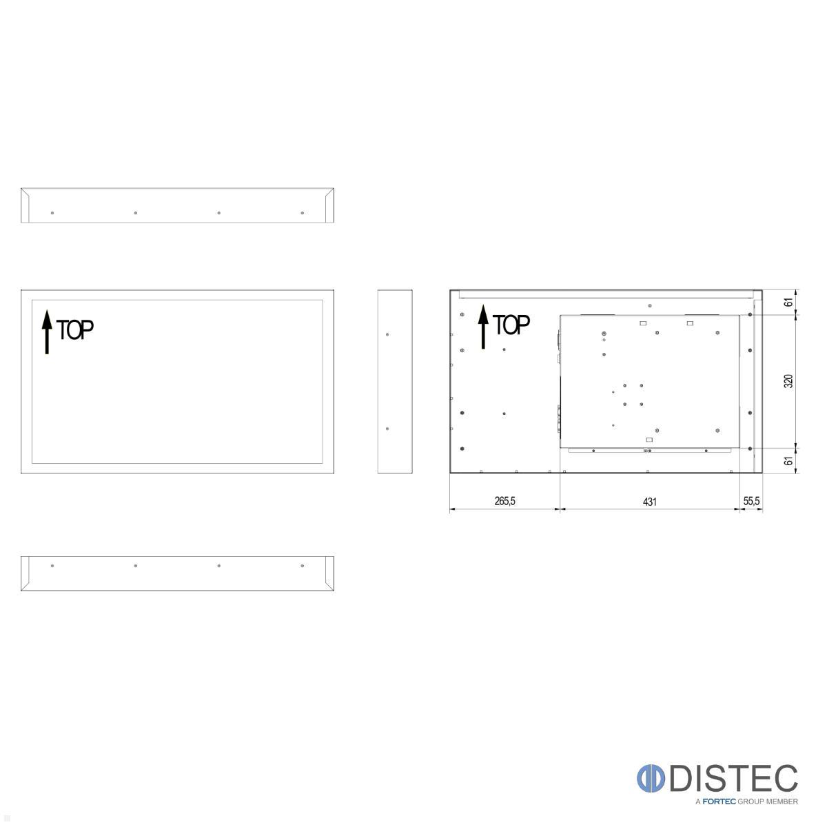 Distec BLO-Line A1 Brandschutz Monitor 31.5 Zoll IoT Touch quer (DS-92-153Q) technische Zeichnung