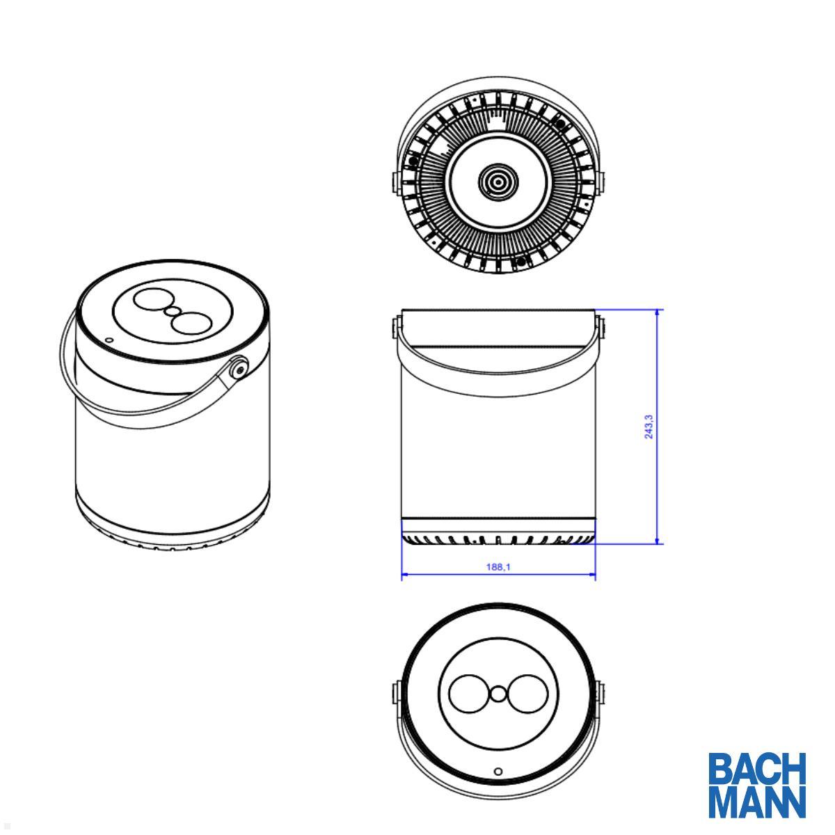 Bachmann MOV:E Power Unit 4x USB A/C Charger, weiß (702.5103) technische Zeichnung