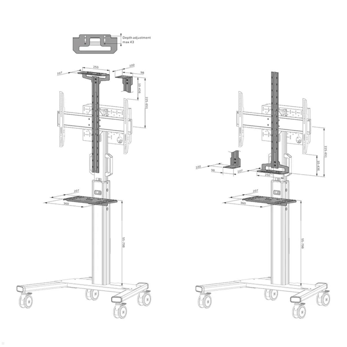 Neomounts Zubehör AV1-825BL Videobar & Multimedia-Kit für FL50S-825BL1, Skizze