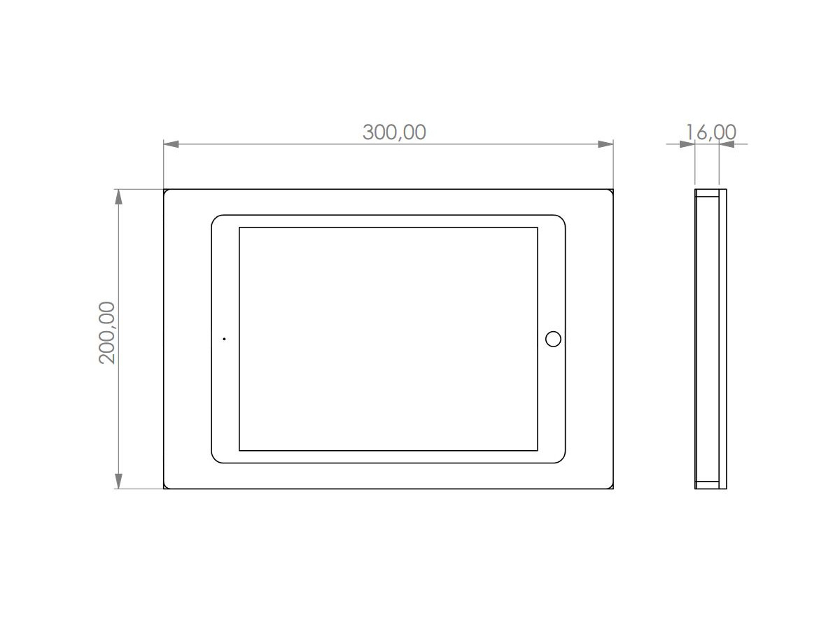 TabLines TWH020B Tablet Wandhalterung für Apple iPad 9.7 Zoll, schwarz Maße