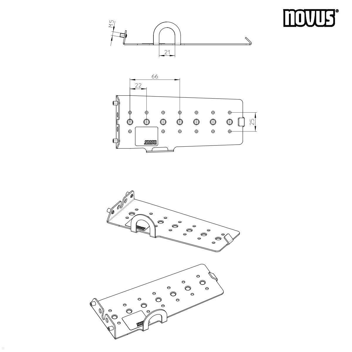 Novus POS Halterung für EC Cash Terminal Ingenico IPP 350 ohne Griff (851+0035+022) technische Zeichnung