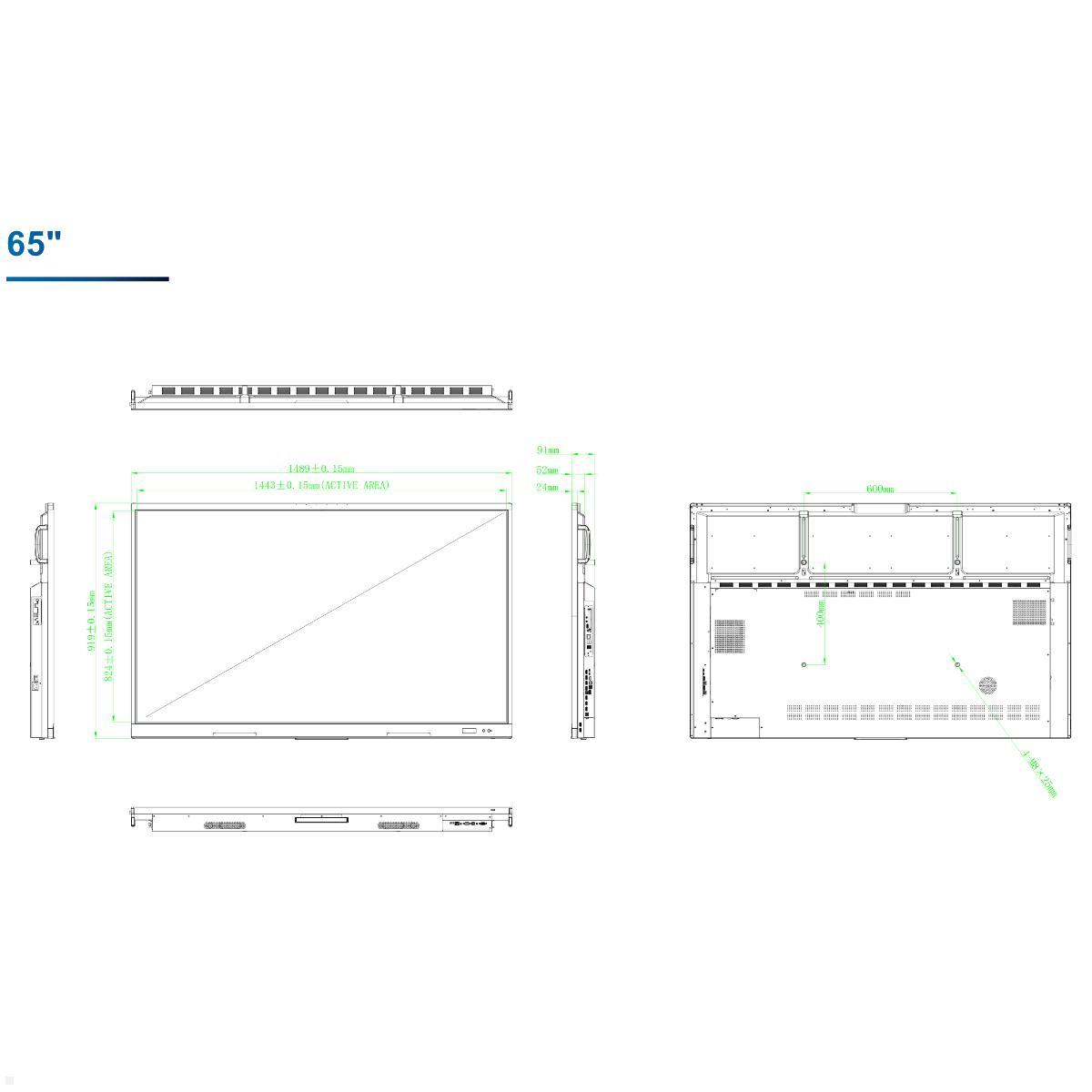 Clevertouch UX Pro Touchscreen 65 Zoll 4K UHD, interaktives Whiteboard, technische Zeichnung