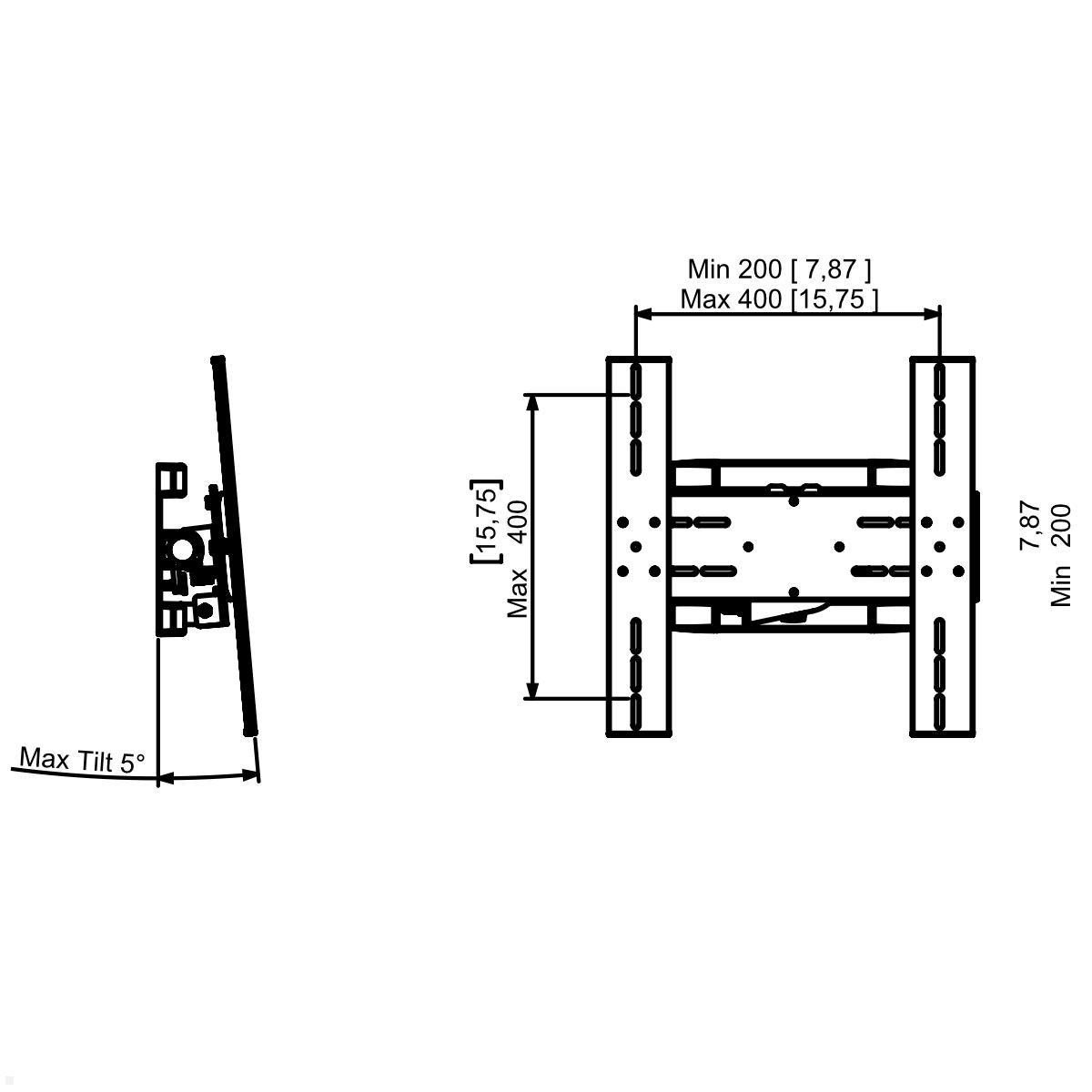 SMS Icon Flipster Display Wandhalterung bis 55 Zoll, drehbar (180-001-7) technische Zeichnung