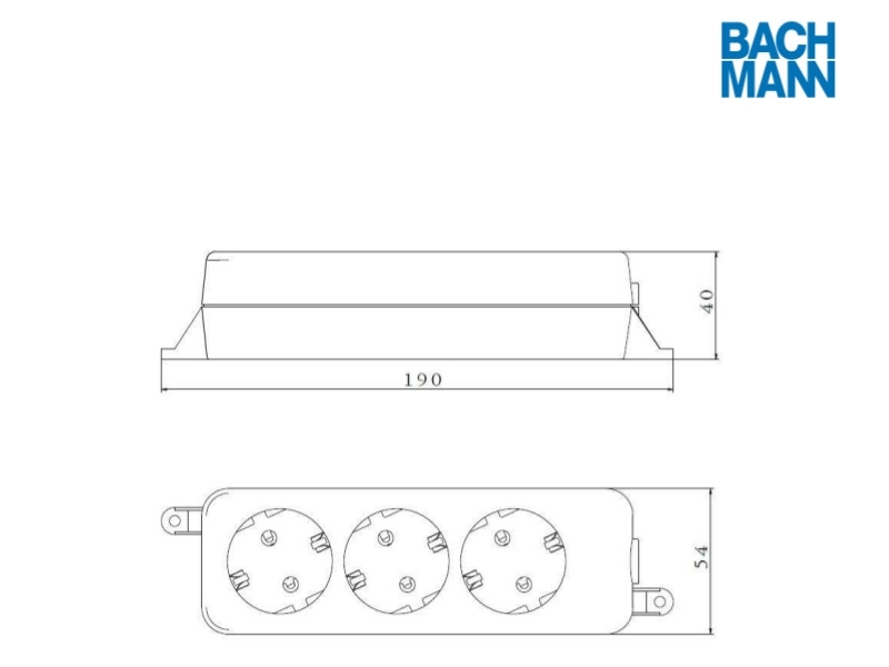 Bachmann SELLY 3-fach Steckdosenleiste mit 1,5m Zuleitung, weiß 387.274S Zeichnung