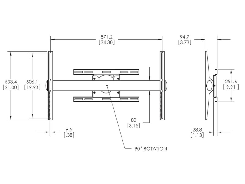 Vogels PFW 6858 Display Wandhalterung drehbar bis 65Zoll Maße