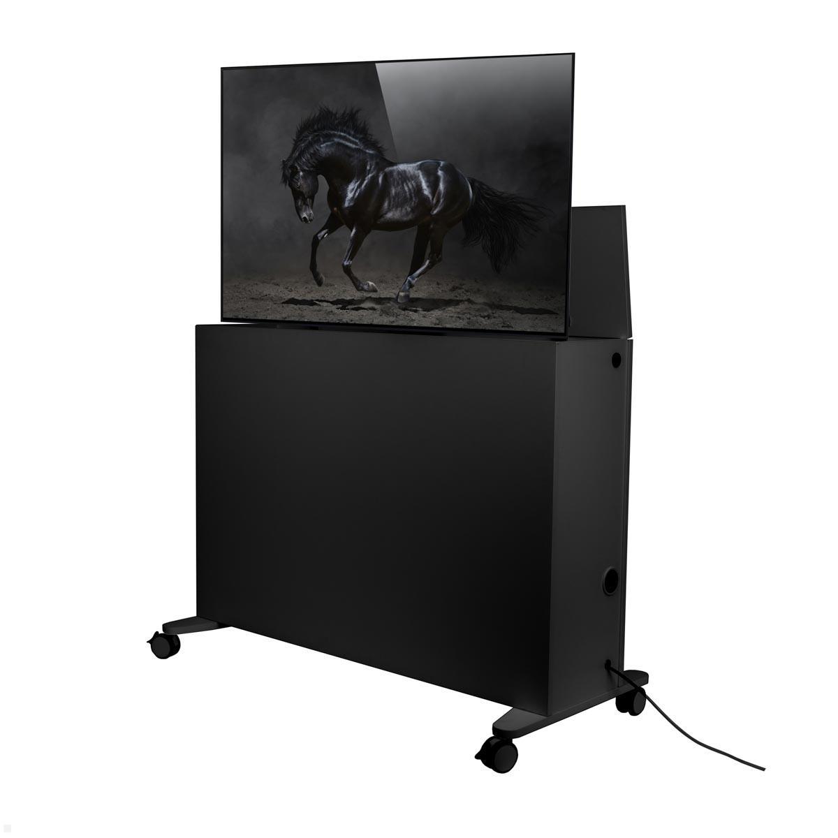 MonLines SIDEB55A mobiles TV Sideboard mit Lift bis 55 Zoll, anthrazit mit Display