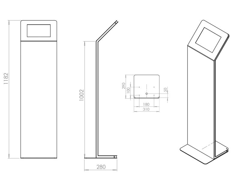 TabLines TBS039 Design Tabletständer quer Apple iPad Pro 9.7 Zeichnung