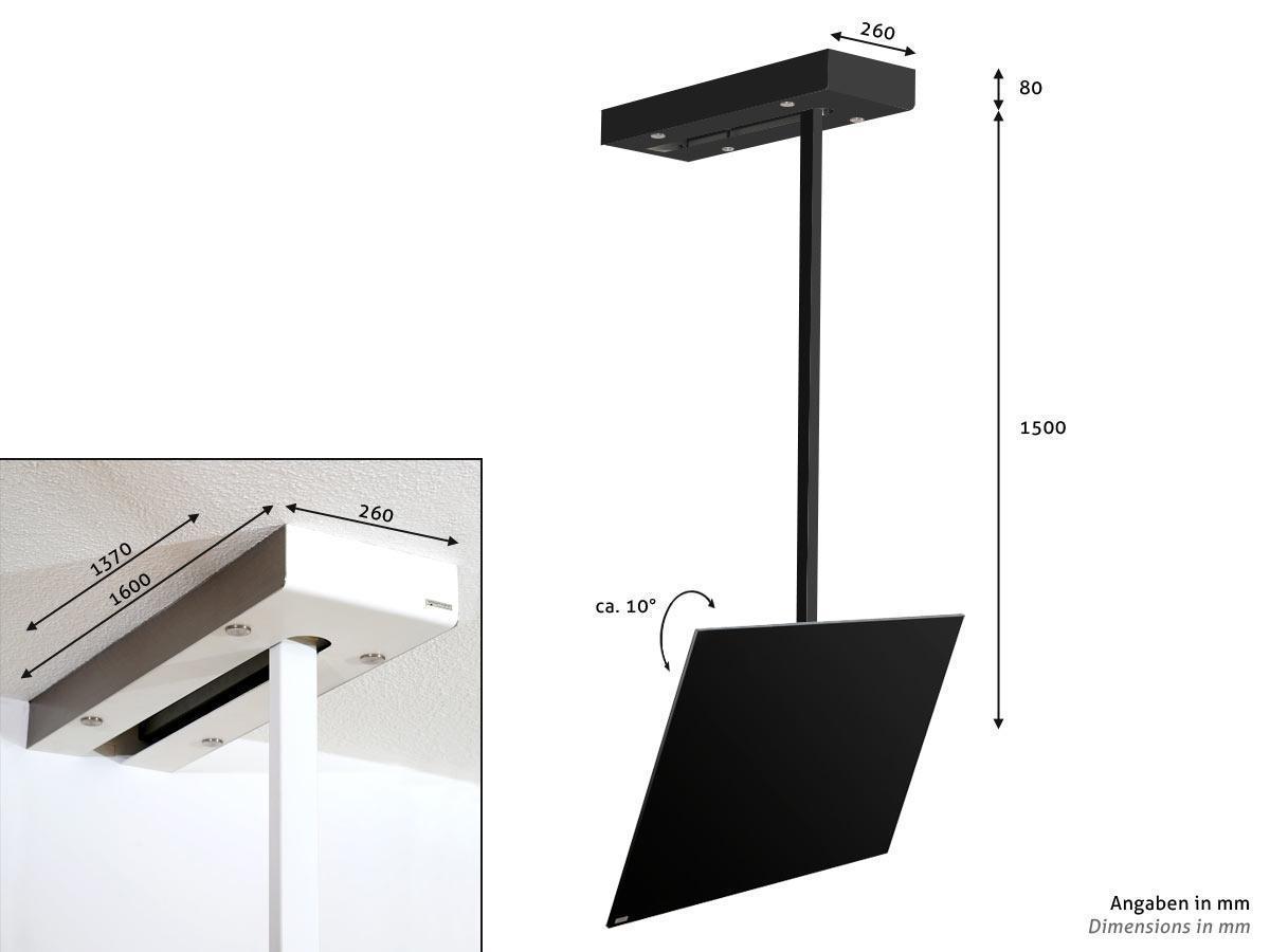 Wissmann schiebbare TV Deckenhalterung ceiling art 116-F160 40-75 Zoll, schwarz Maße