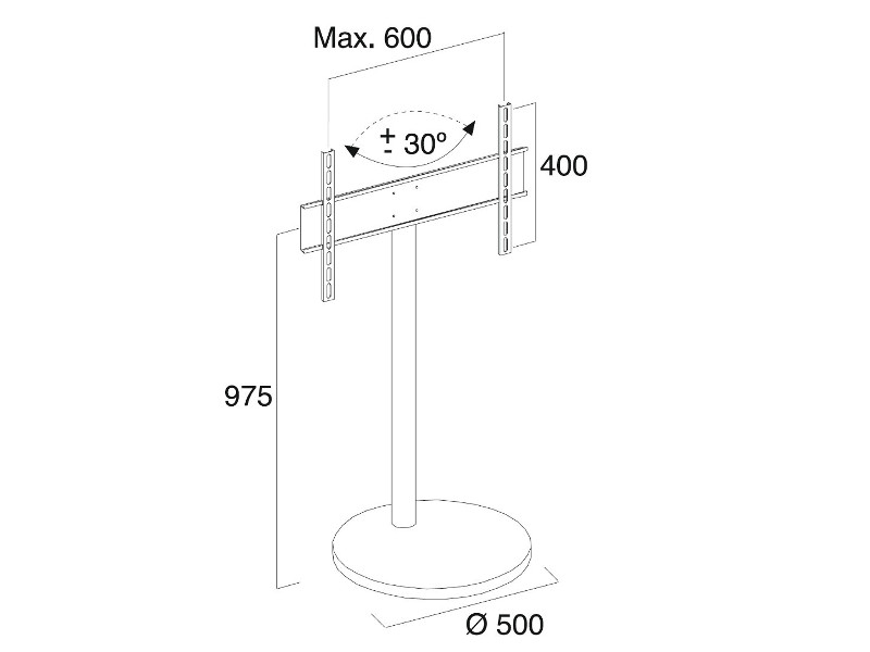 PureMounts GI-PM-207S TV Standfuß schwenkbar, Maße