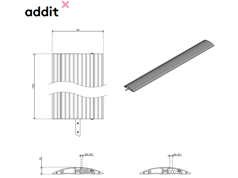 Dataflex Addit  31452 Kabel-Brücke zum aufklappen Zeichnung