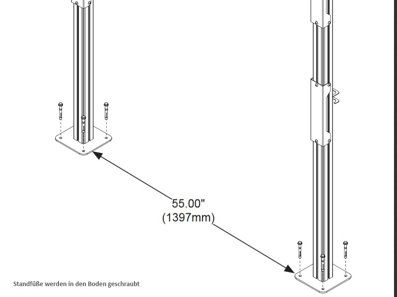 peerless Modulare Videowand-Standhalterung DS-S555-3X2 im Boden verankern