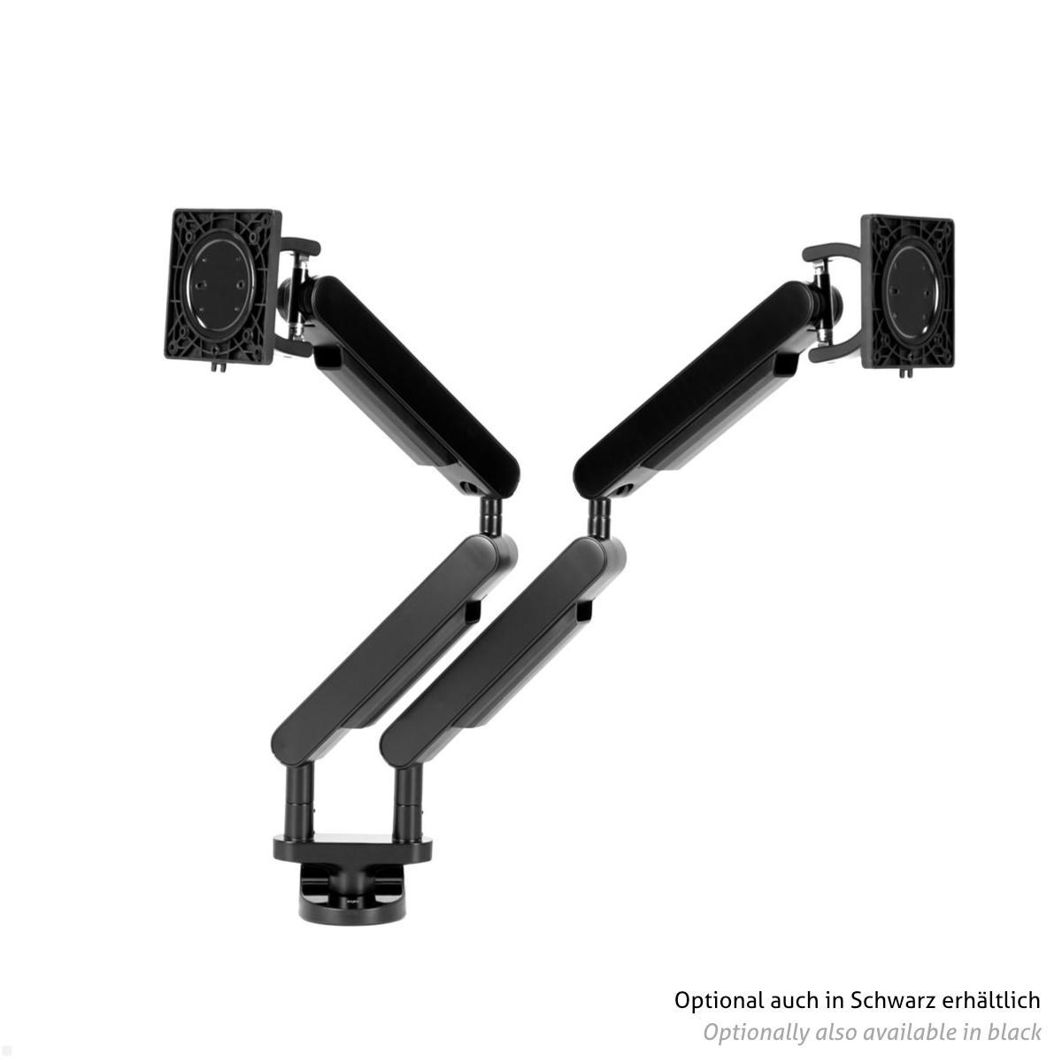 Bachmann ZG2 Dual Monitor Tischhalterung mit Tischklemme, weiß (945.011), separat verstellbar