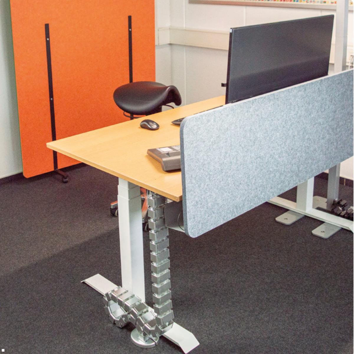 TecLines TKF001S Kabelführung für Steh-Sitz Tisch 128,5 cm, silber Anwendung Office