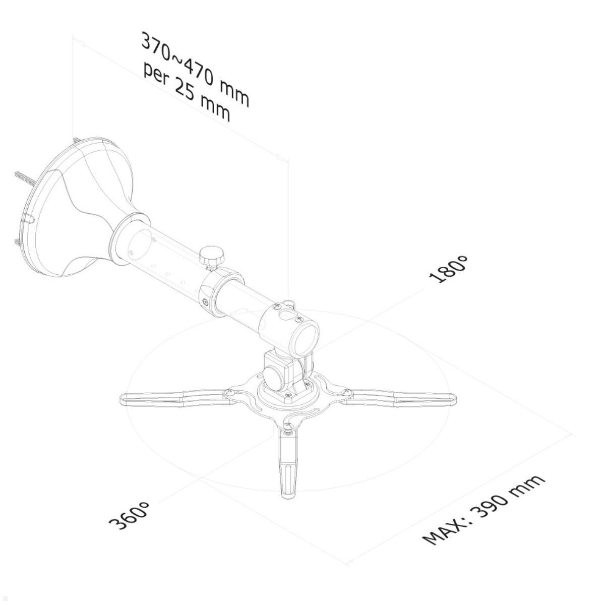 Neomounts BEAMER-W050 Wandhalterung, silber technische Zeichnung 