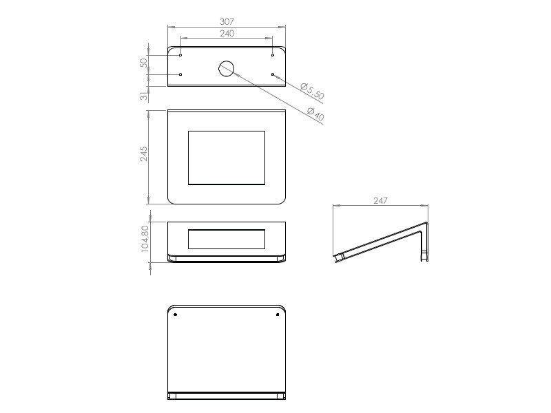 TabLines TWH035 anschraubbare Design Tablet Wandhalterung für Apple iPad 5 (2017) Zeichnung