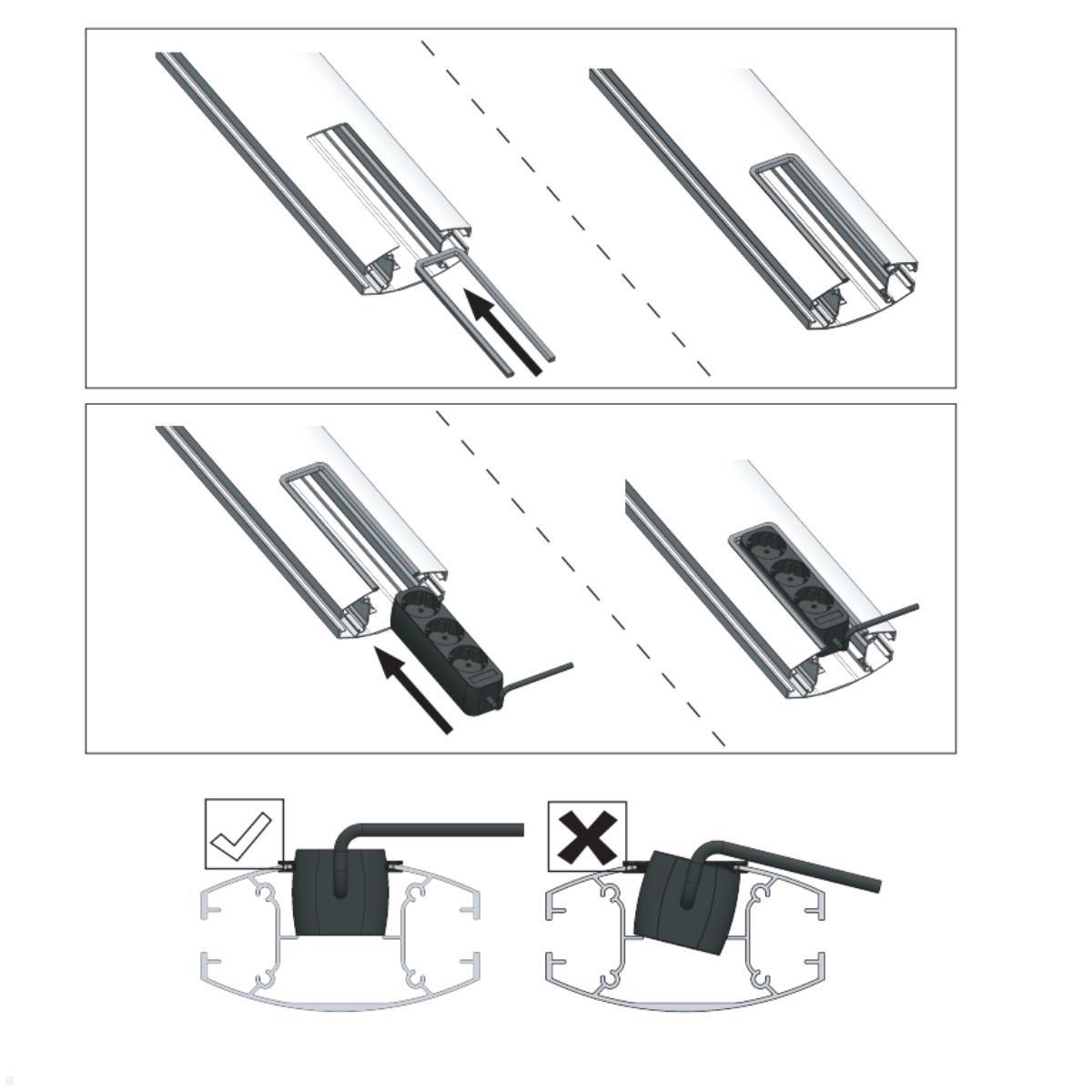 SMS Icon FH T 2000 Monitorständer (K12-032-EU-1), Installation der Steckdose