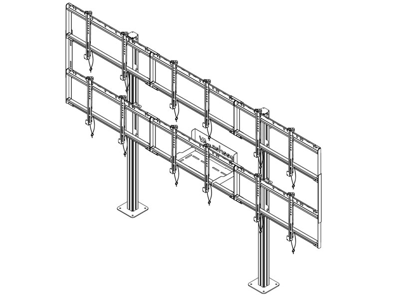 peerless Modulare Videowand-Standhalterung DS-S555-3X2 Konstruktion