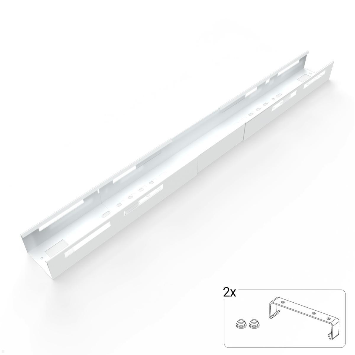 TecLines TKW006W Kabelwanne ausziehbar 1100 - 1700 mm, weiß, Klemmhalter