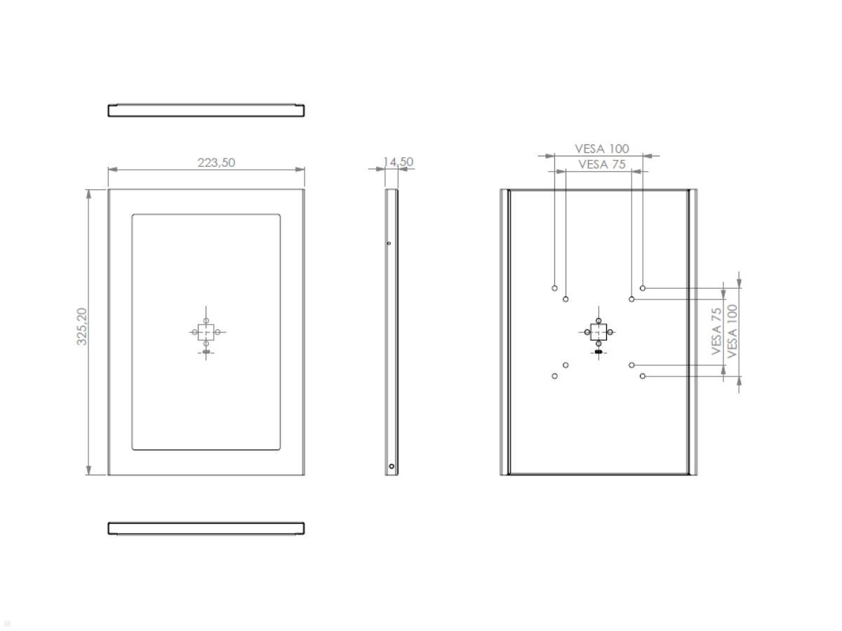 Samsung Galaxy Tab S7+ Schutzgehäuse TabLines TSG076B, Technische Zeichnung