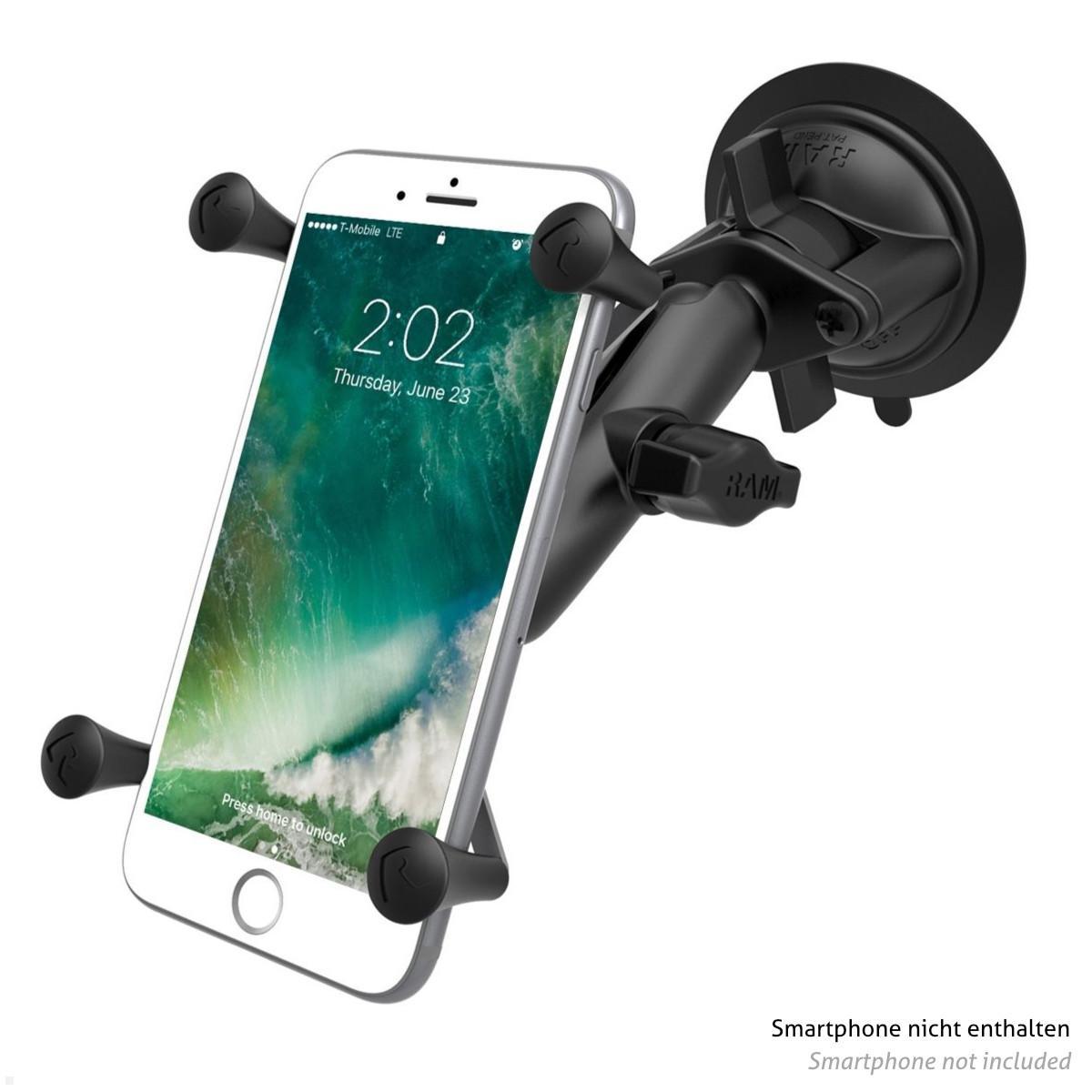 RAM Mounts X-Grip Saugnapf Phablet Halterung mit B-Kugel (RAM-B-166-UN10U), schwarz, Anwendungsbeispiel