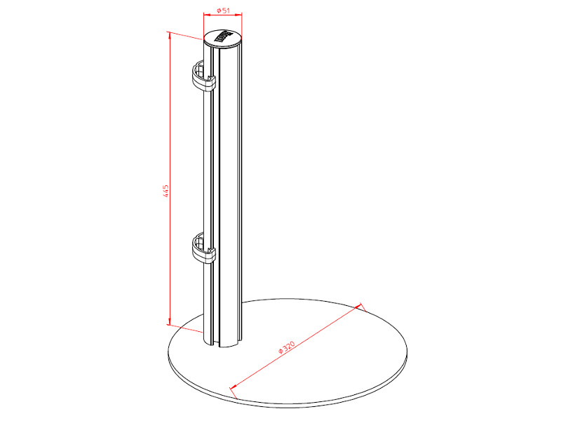 Novus TSS-Säule 445mm mit Standfuß Zeichnung