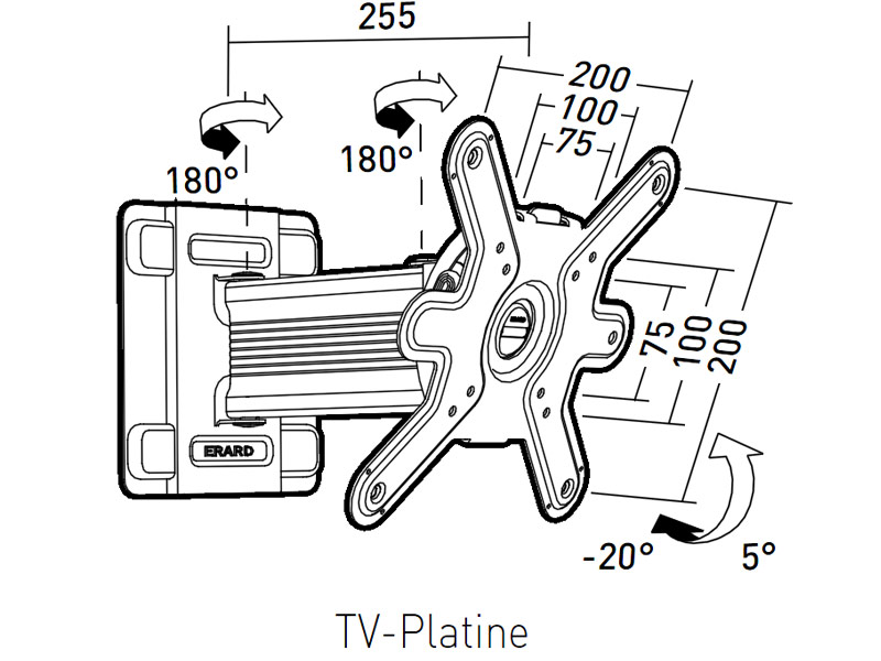 Erard CLIFF 200TW90 bewegliche Monitor Wandhalterung Gelenke