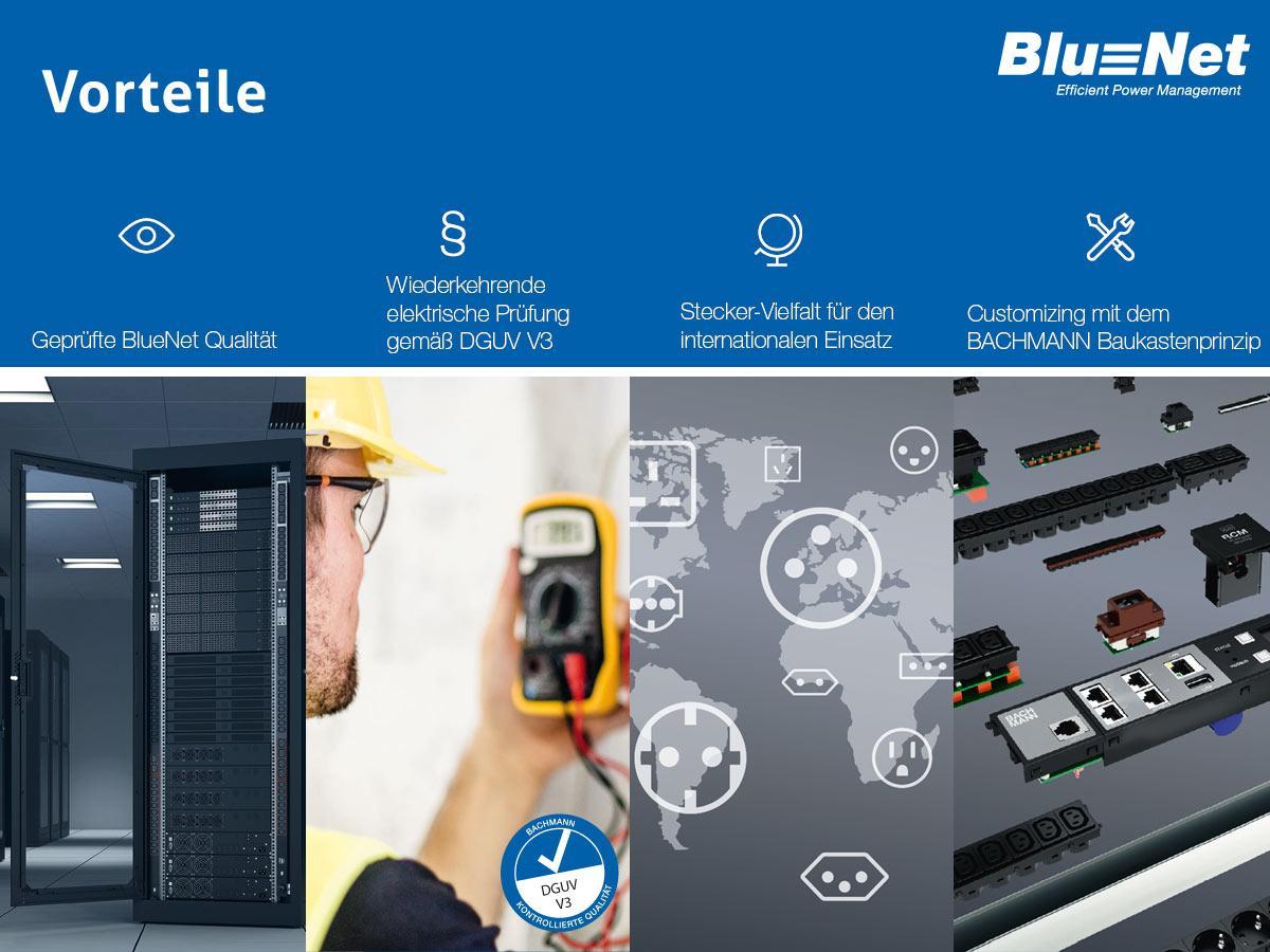 Bachmann BlueNet BN7500 Steckdosenleiste 24xC13, 6xC19, 6xLS (802.7509), Vorteile