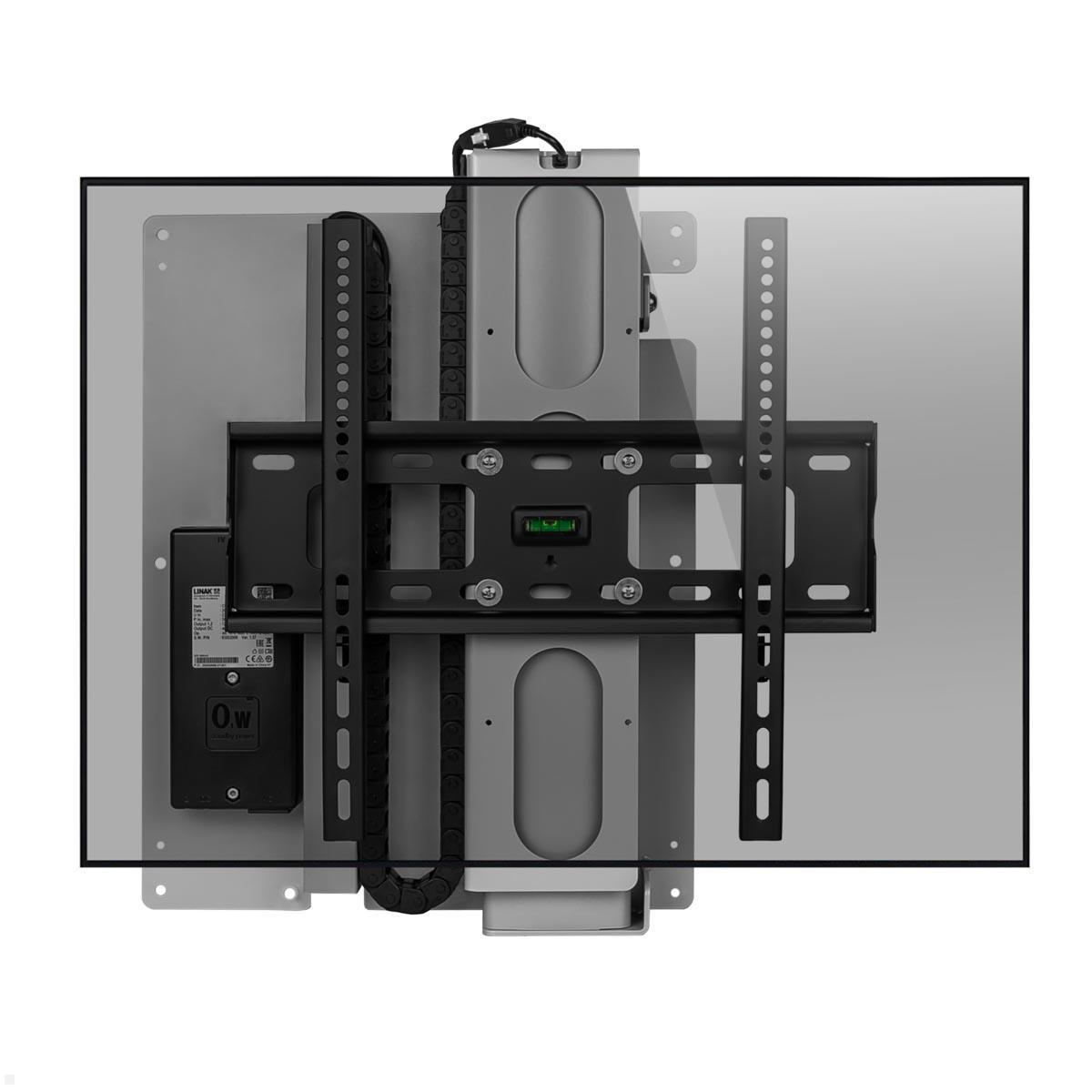 MonLines MLW675S TV Lift Wandhalterung elektrisch, 675mm, silber, mit Display eingefahren