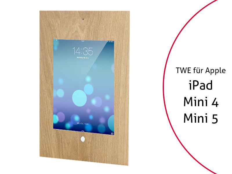 TabLines TWE025O Tablet Wandeinbau Apple iPad Mini 4 + Mini 5, DS, HB, Eiche