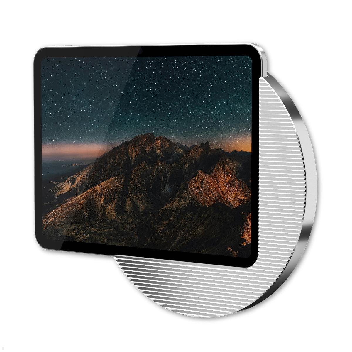 Displine Moonlight Wall Apple iPad 10.9 (10.Gen) Wandhalter USB-C, silber eloxiert, seitliche Ansicht