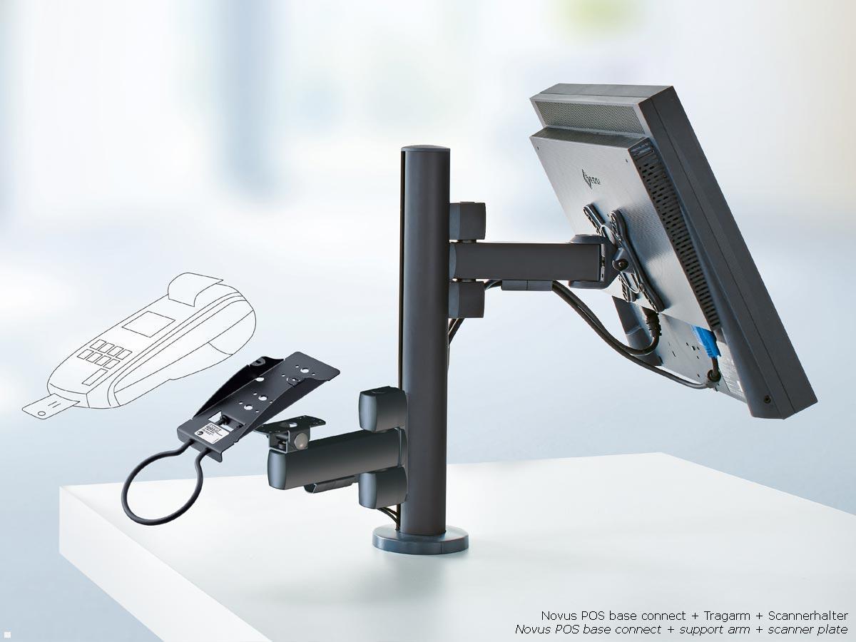 Novus POS base connect 100 mit EC Gerät Halter für Verifone V200C/V400C, Monitorhalter