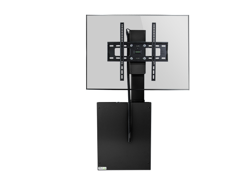 MonLines MLE675B TV Lift Wandhalterung elektrisch mit Einhausung, 675mm, schwarz Ansicht mit Display