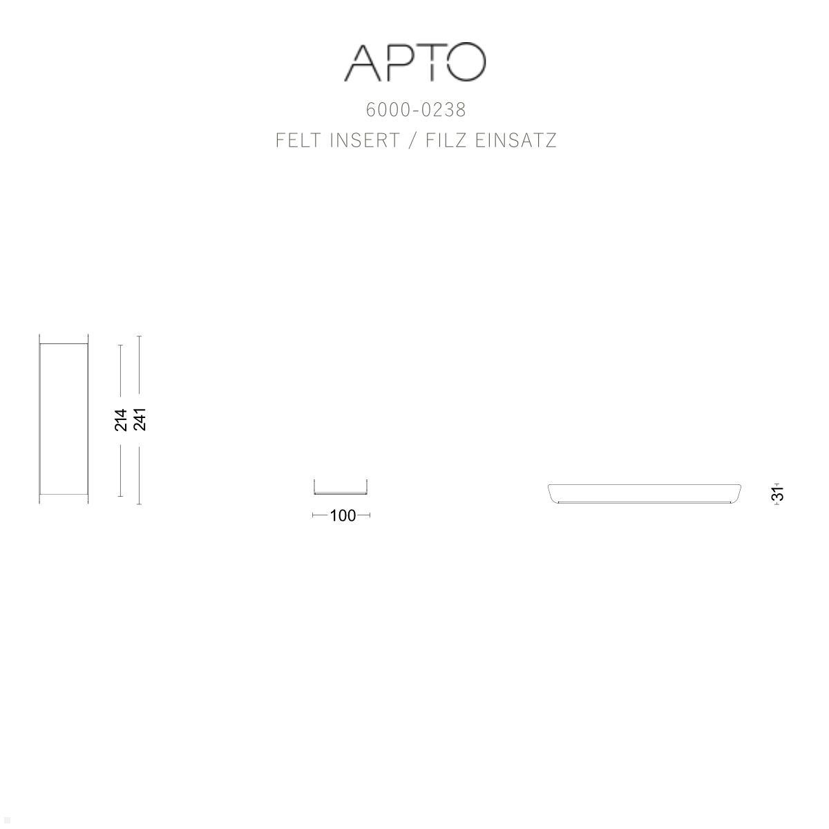 APTO FELT Drawer Zubehör Einsatz klein (6000-0238), schwarz technische Zeichnung