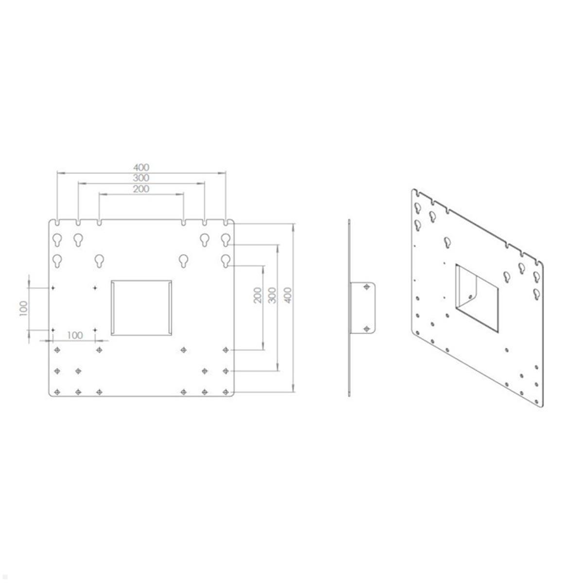 SMS Icon FH MT 1450 C Mobiler Monitorständer mit VESA Adapter bis 400x400 mm, silber technische Zeichnung VESA Aufnahme