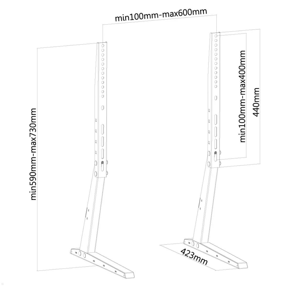 Neomounts FPMA-D1240BLACK Monitor Tischhalterung, Technische Zeichnung