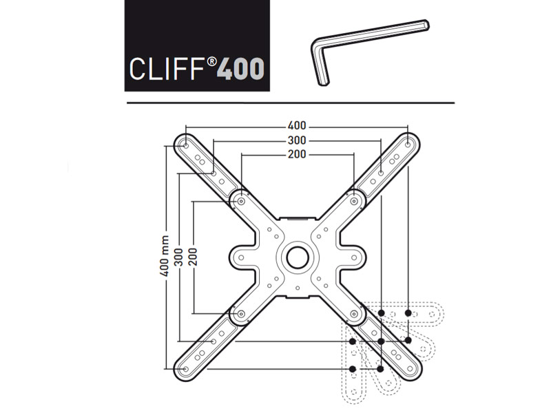 Erard CLIFF 400 starre Flachbildschirm Wandhalterung Größe