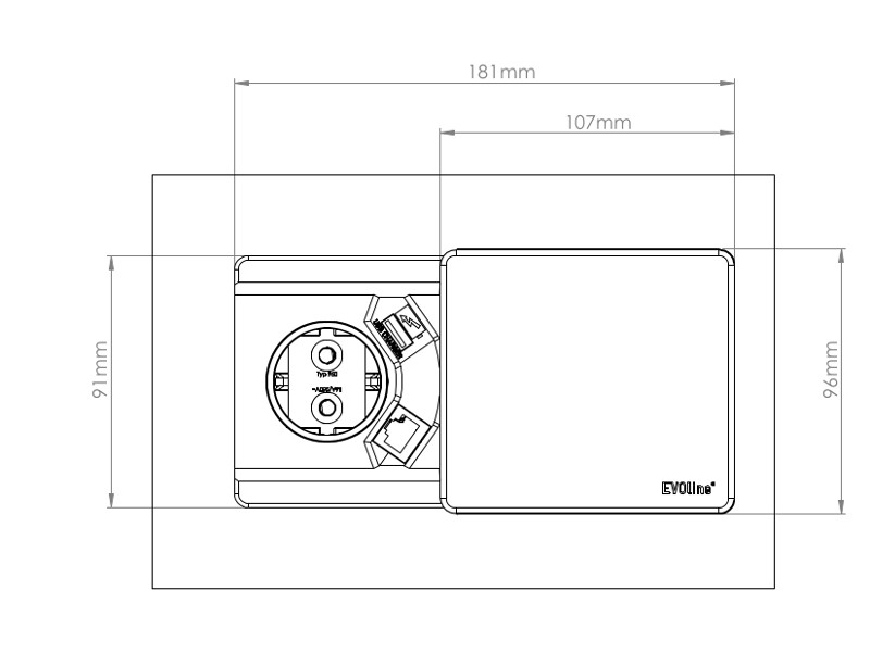 EVOline Square80 Qi-Version Maße außen