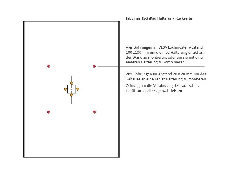 TabLines TSG041S Tablet Schutzgehäuse für Apple iPad 5 (2017), silber VESA Standard