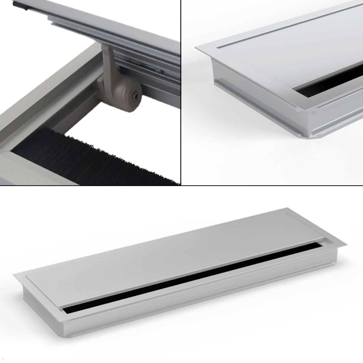 TecLines TKD015S Kabeldurchführung 120x360 mm mit Soft Close, silber Detailansicht