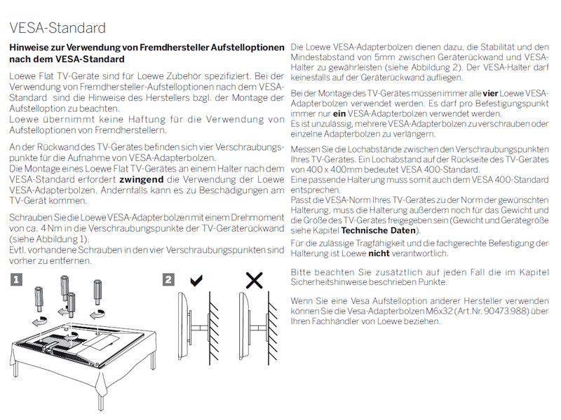 MonLines Loewe Vesa Adapterbolzen M8x35 für VESA Halterung