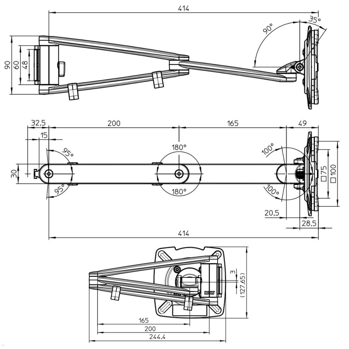 Novus MY arm 2.0 (911+2019+000), Maße