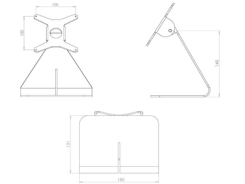 TabLines TTS011W Tablet Tischständer neigbar - weiß Maße