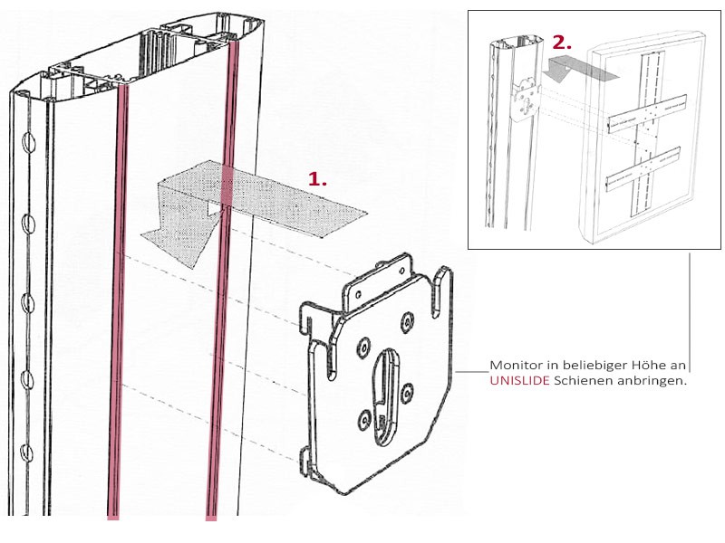 n X FH M 1455 mobiler Monitorständer für zwei Bildschirme (PD032010-P0) höhenverstellbar