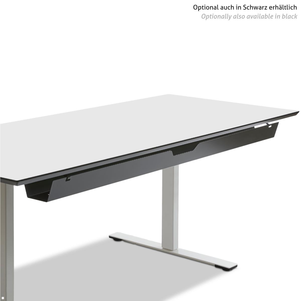 TecLines TKK010S Kabelkanal Schreibtisch aufklappbar 147 cm, silber, Anwendungsbeispiel