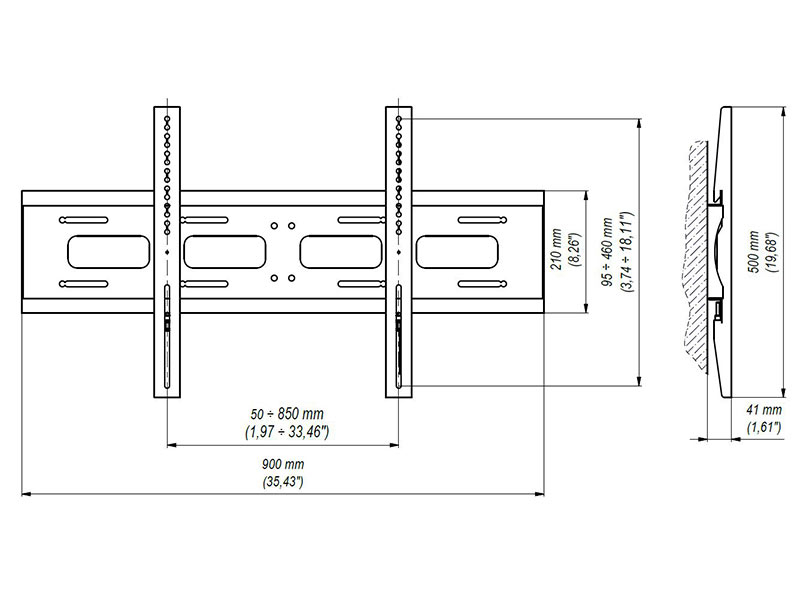 Edbak TWB1 Display Wandhalterung, 60-75Zoll, schwarz Zeichnung